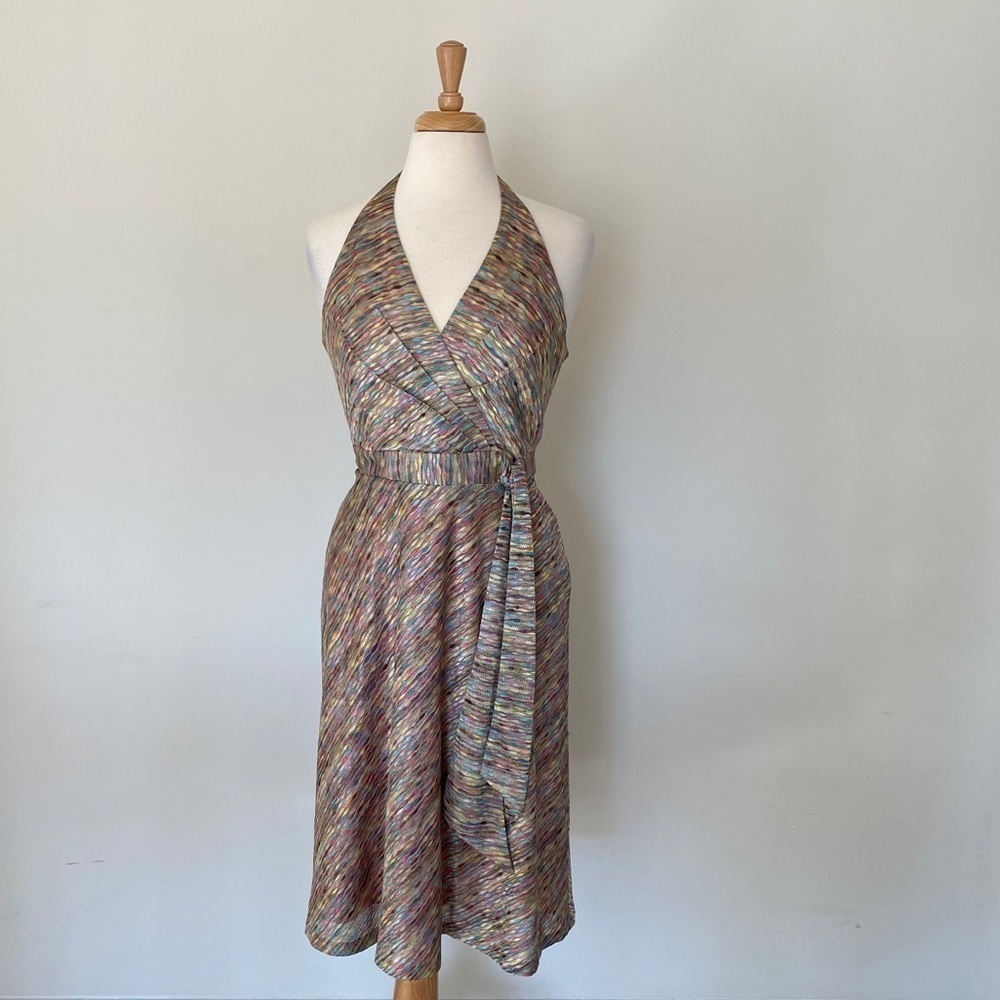 Newport News Multi Color Knit Halter Dress L